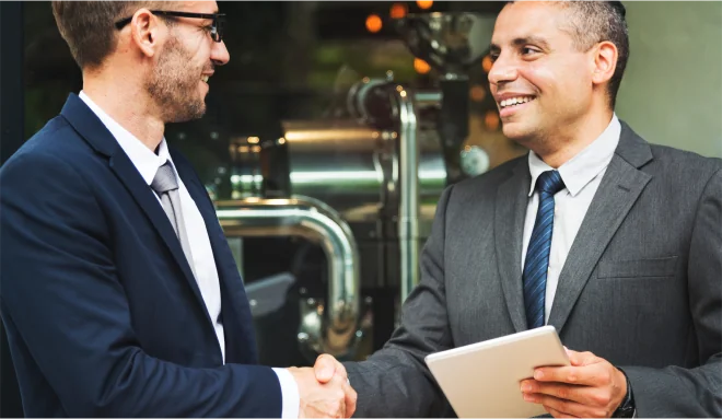 Business professionals discussing brand protection